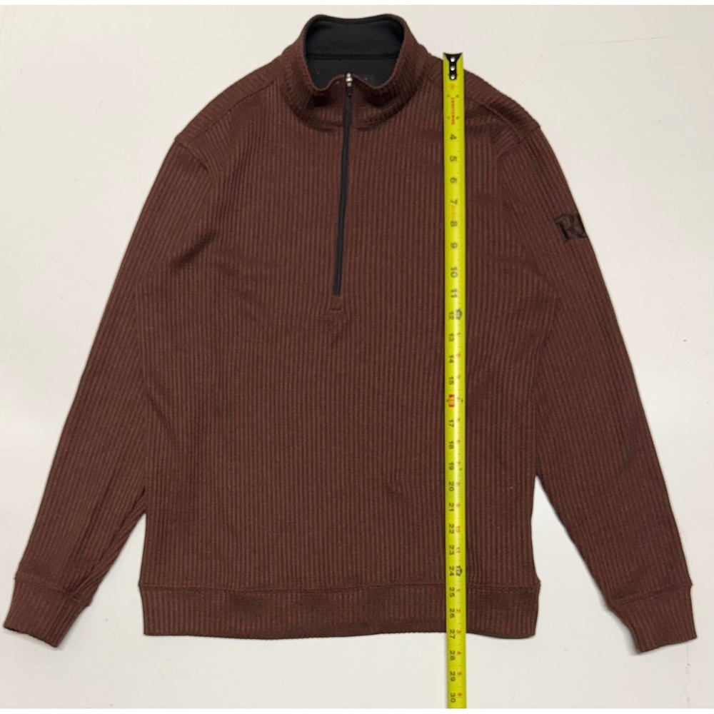Straight Down Mens Brown Waffle Knit Quarter Zip Pullover Sweater Size Small
